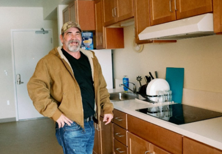 Lonnie Madsen in his Hope Center kitchen.